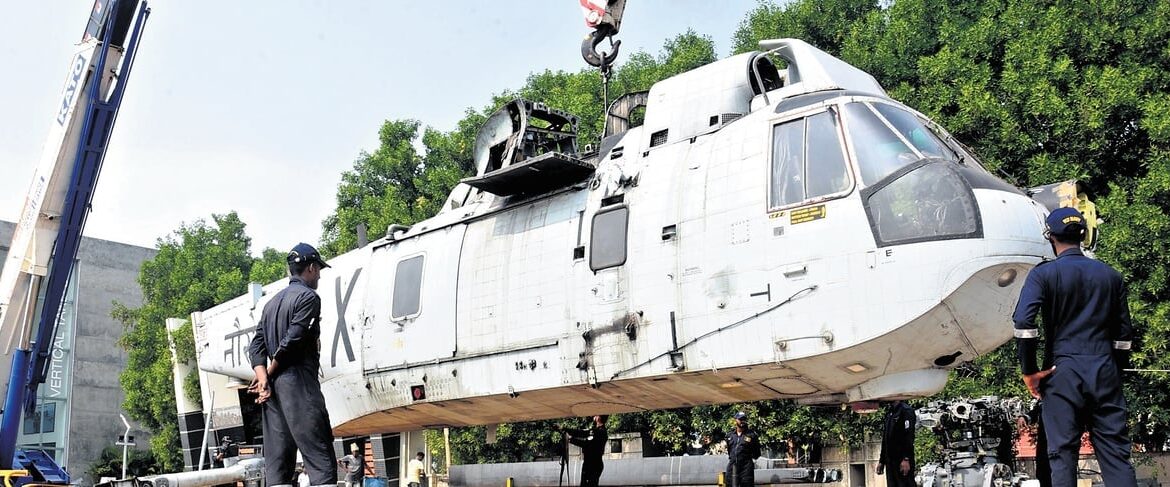 Indian Navy’s UH-3H Helicopter Installed at RK Beach as Part of TU-142 Aircraft Museum in Visakhapatnam